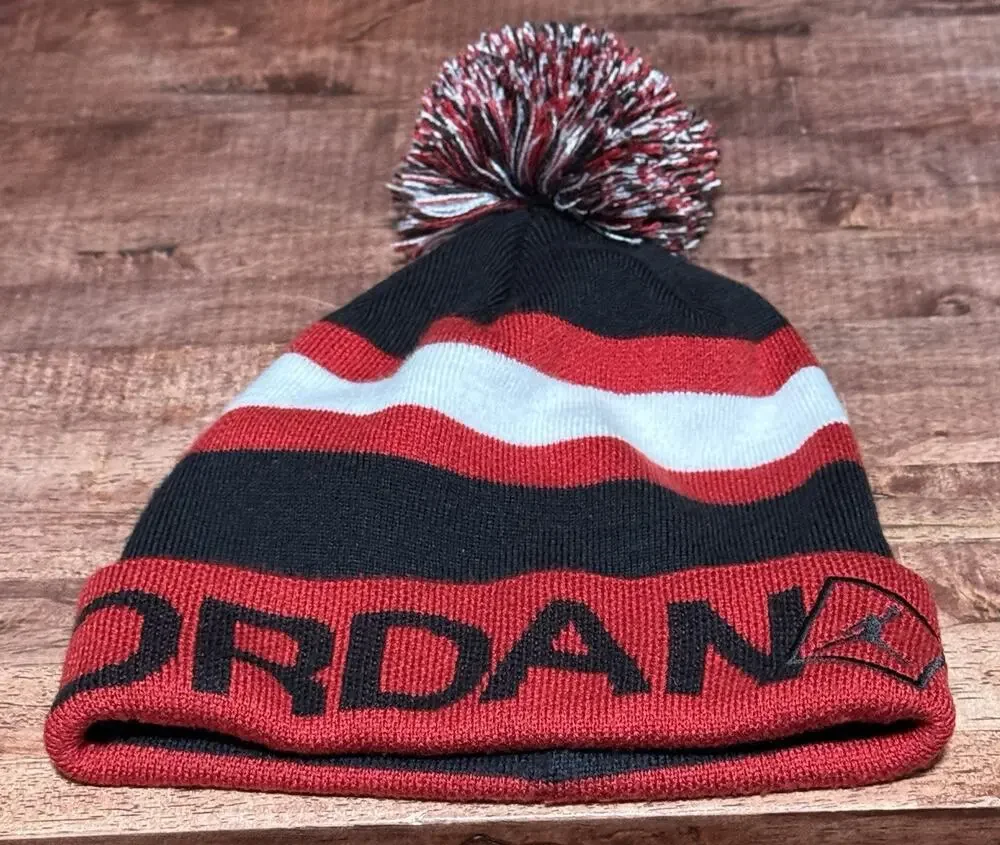 Jordan Go 2-3 Stripe Pom Beanie Hat